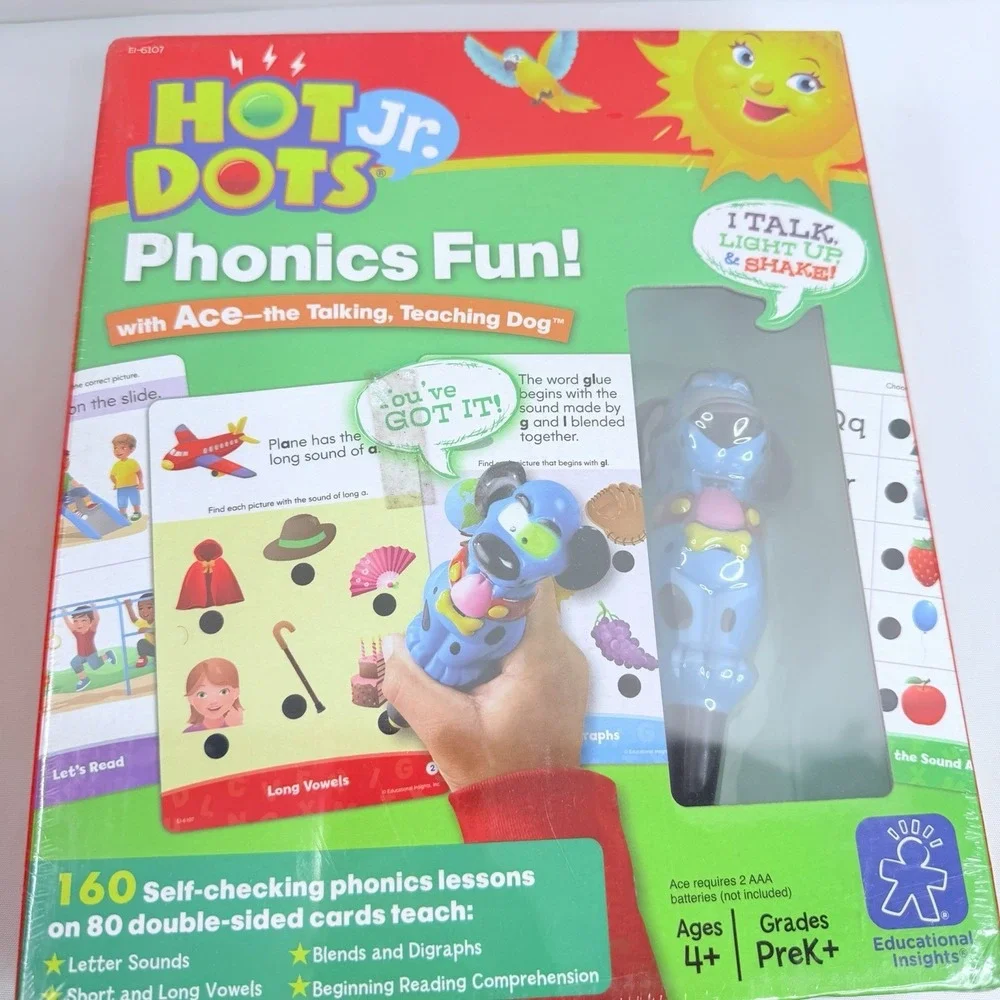Hot Dots Jr. Phonics Fun w/Ace‎ the Talking Teaching Dog Ages 4+ Pre-K